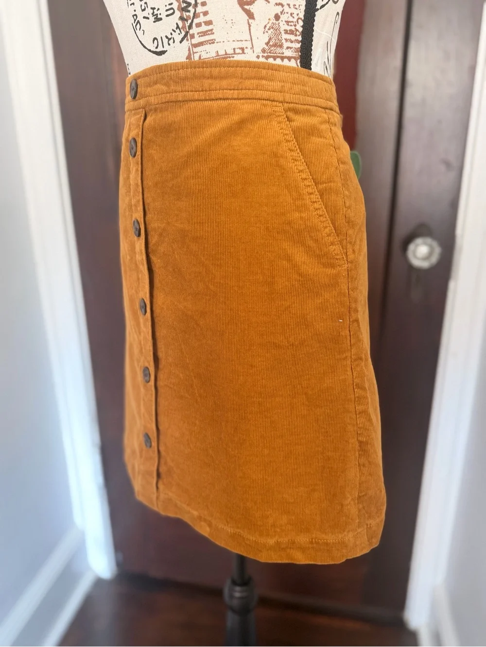 J. Crew Corduroy Button-Front A-Line Mini Skirt - Mustard